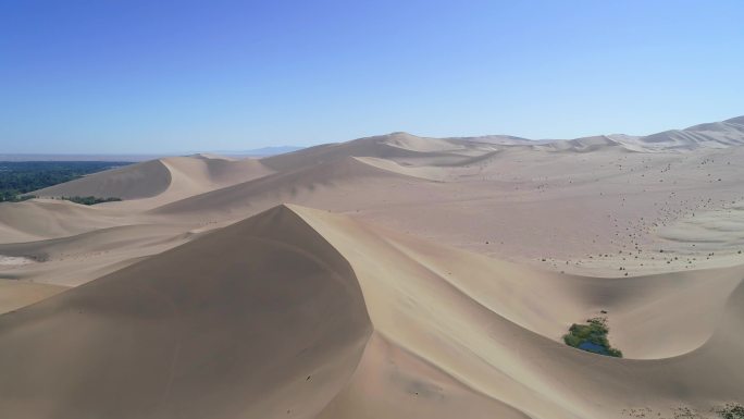 4k最新航拍敦煌沙漠 小月牙泉