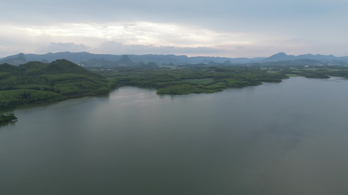 天空 夕阳 水库