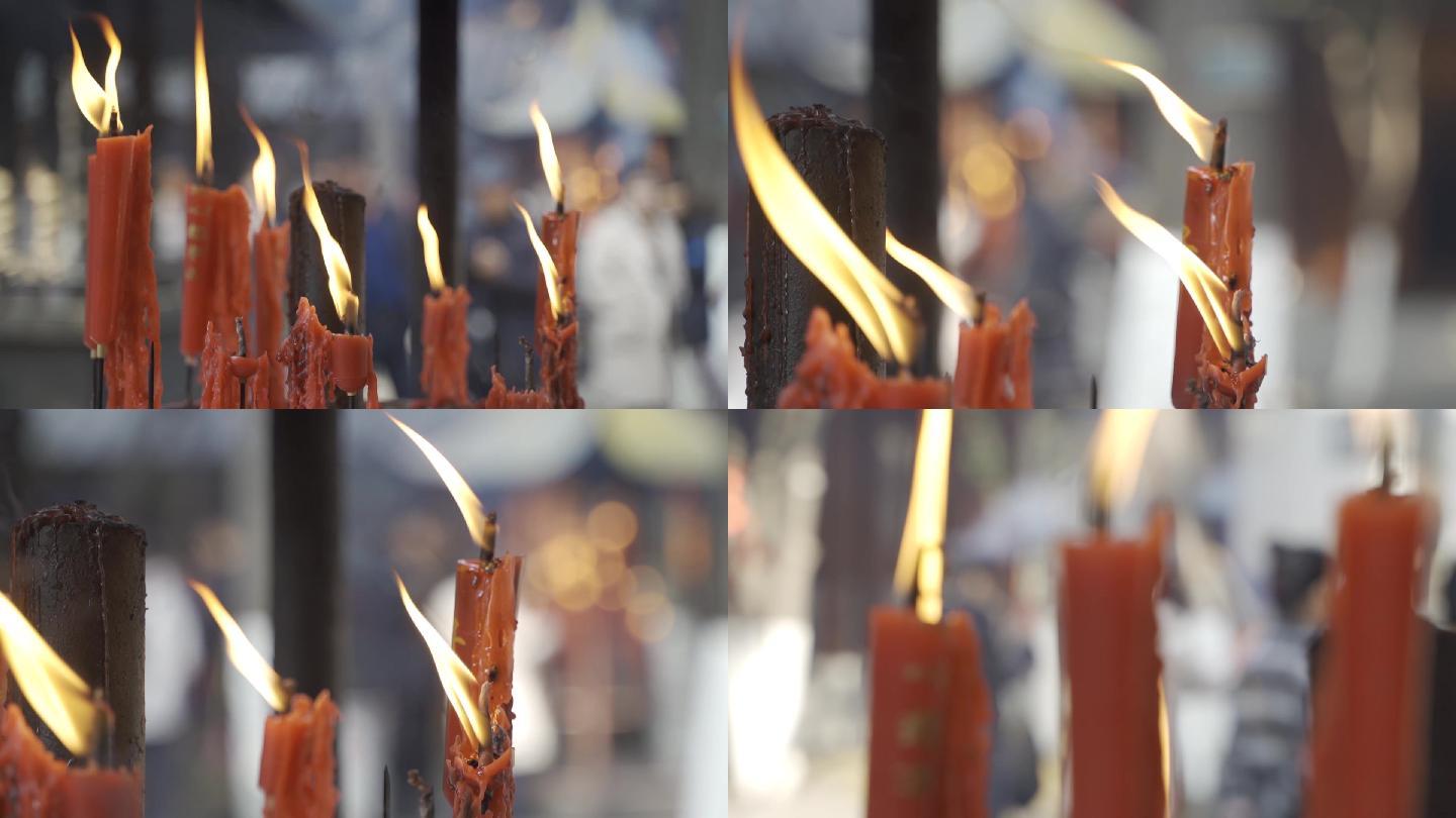 江南寺庙焚香燃烛