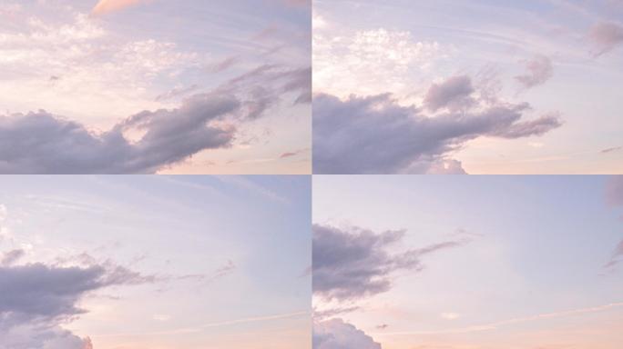 日落时流动的云固定机位延时摄影