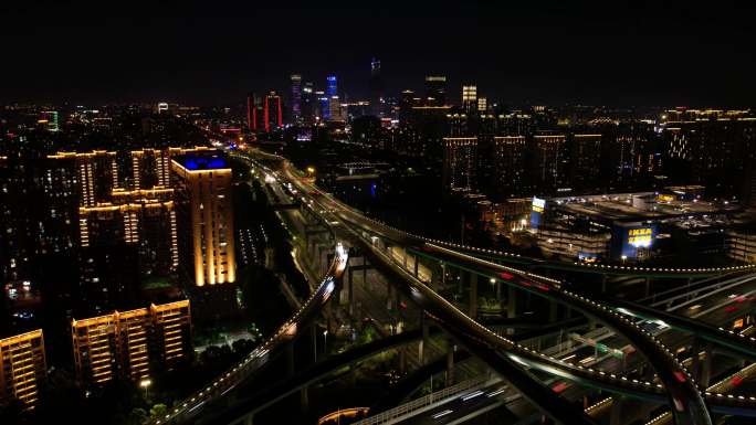 宁波东高架桥夜景航拍延时