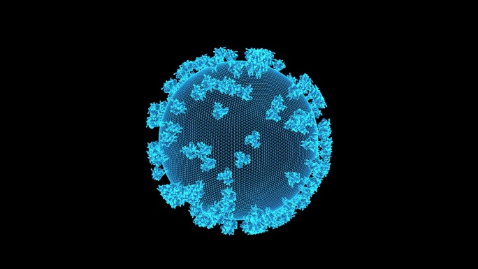 4K蓝色全息线框投影艾滋病毒素材带通道