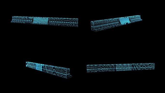 4K蓝色全息线框三峡大坝三维素材带通道