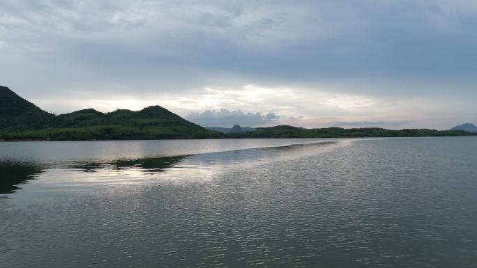 天空 夕阳 水库