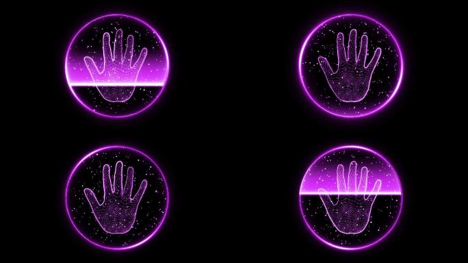 紫色科技扫描手掌通道视频-无缝循环6