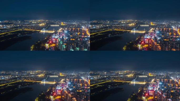 【4K】沈阳浑河两岸城市夜景航拍延时