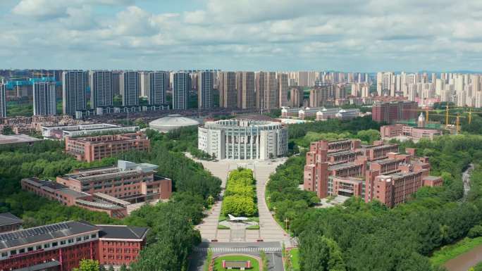 航拍沈北大学城航空航天工业大学