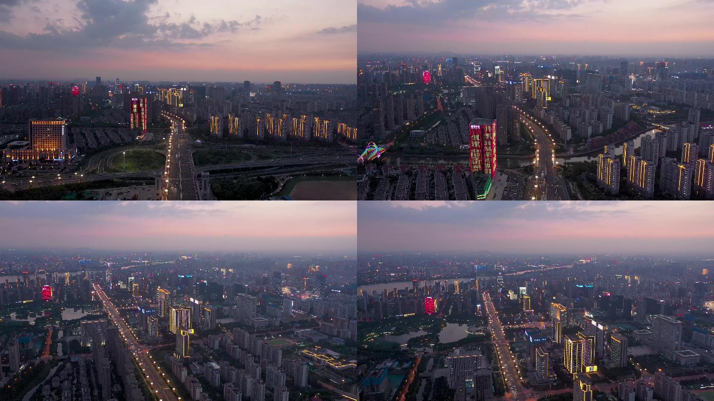 4K航拍临沂北城新区城市夜景