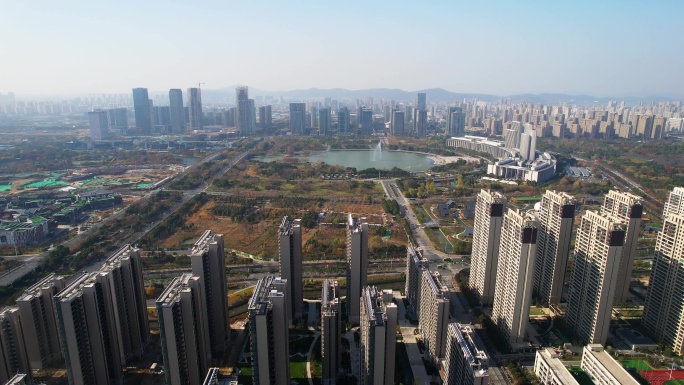 新建楼盘高层住宅居民小区航拍