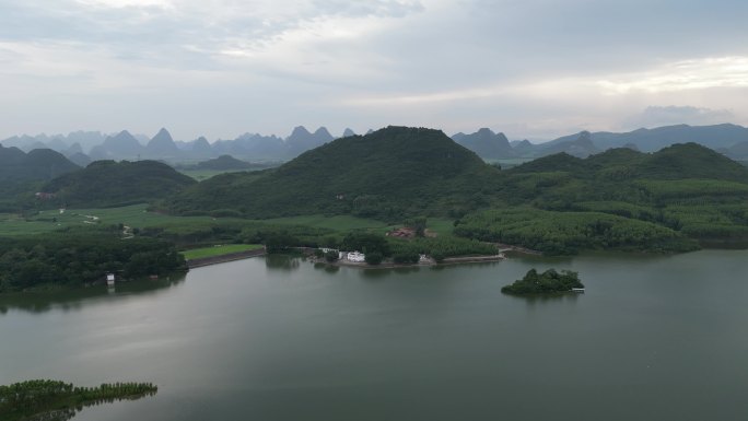 天空 夕阳 水库