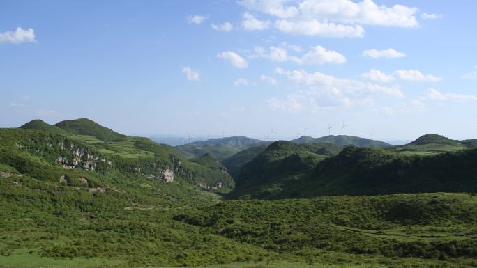 贵州山顶风力发电风景风光延时摄影