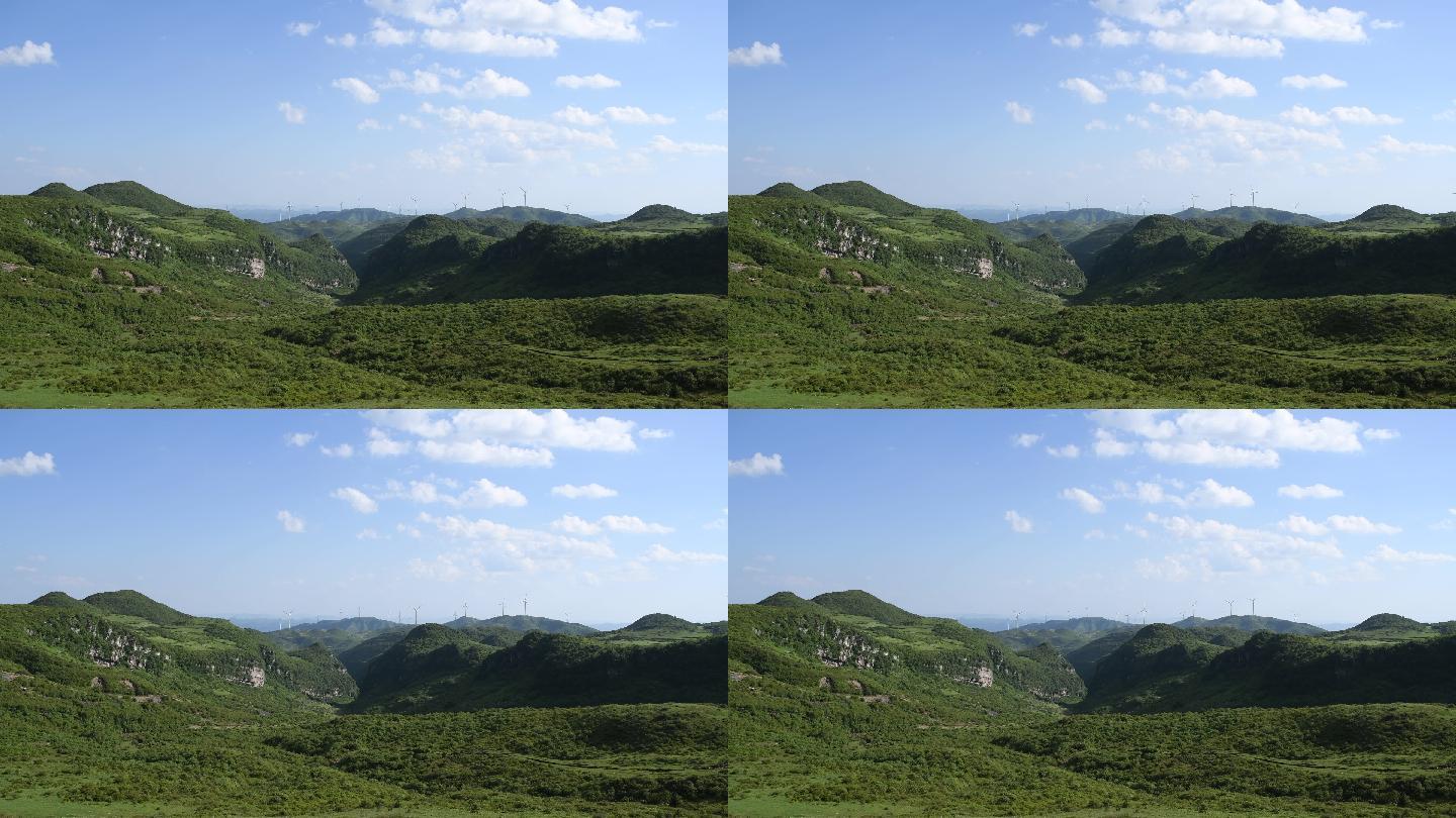 贵州山顶风力发电风景风光延时摄影