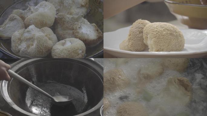 猴头菇煲汤制作流程未调色灰度原素材