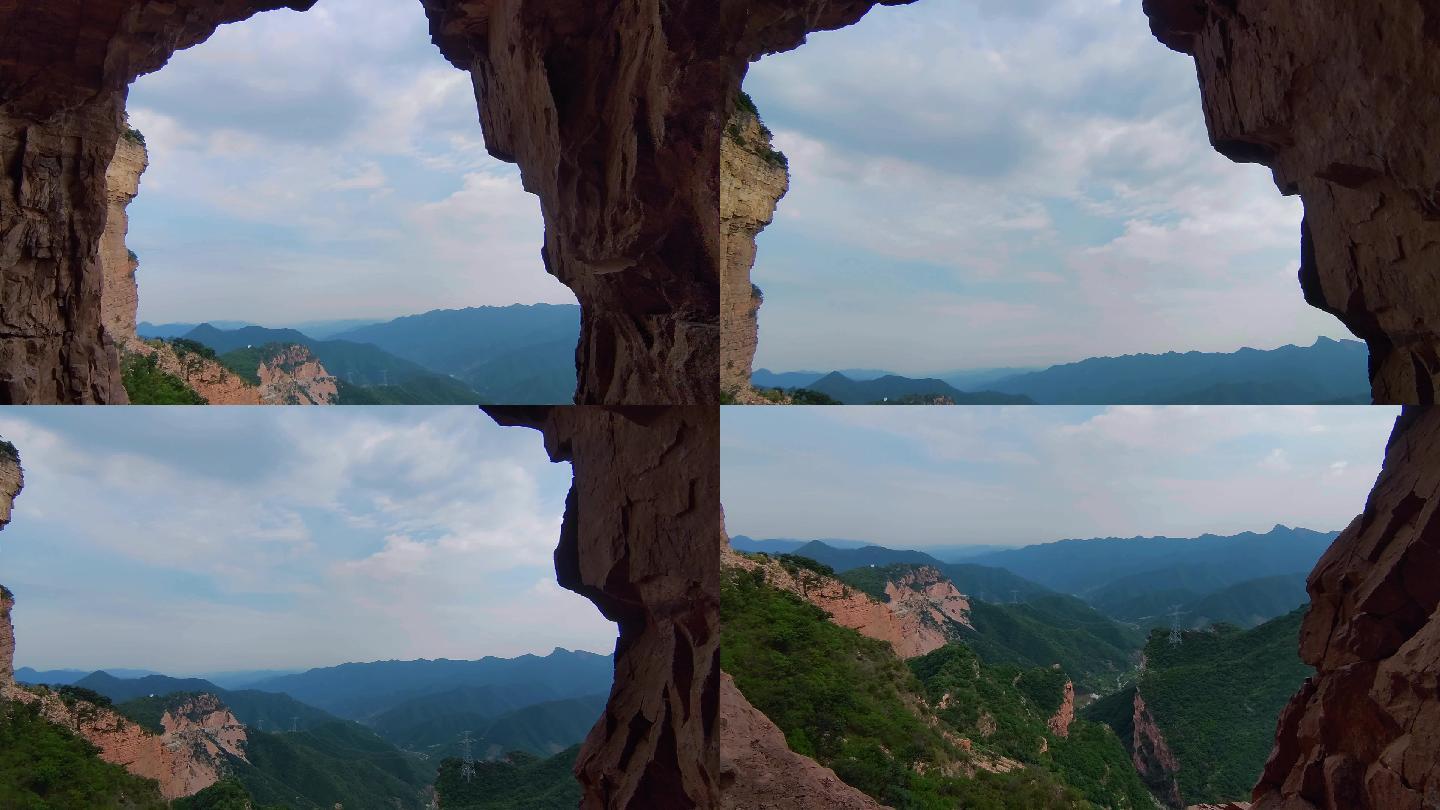 登山者实拍：山洞口外面的美丽大山