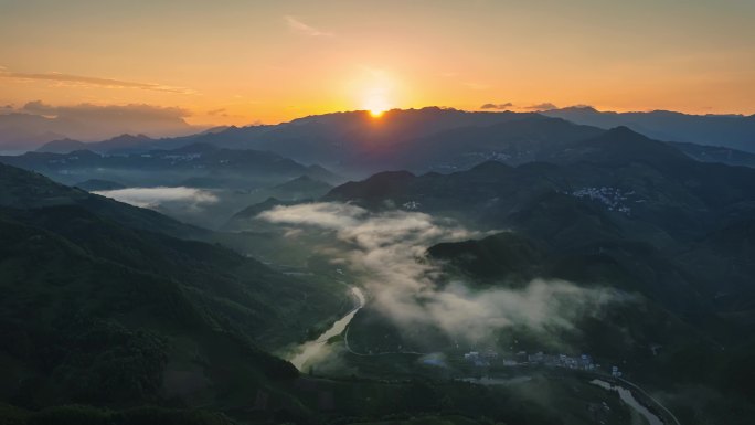 4K黄山日出云海 皖南石潭下汰朝霞太阳