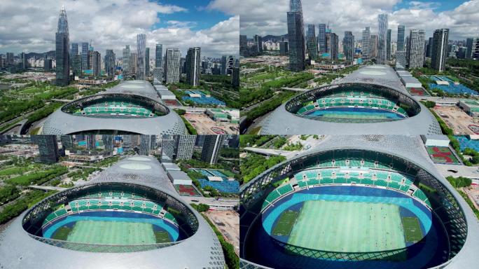最新原创深圳湾体育中心航拍转俯视空镜镜头