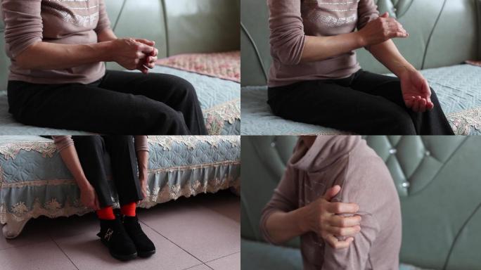 中老年人按摩活动关节筋骨敲腿揉拍肩搓手腰