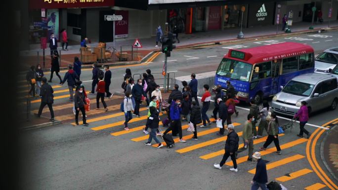 香港街头 人来人往 街头人群 车水马龙