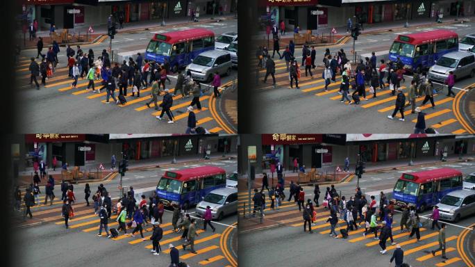 香港街头 人来人往 街头人群 车水马龙