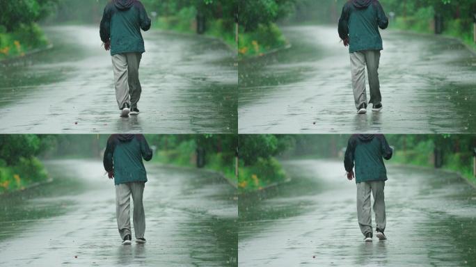 4k雨中行走的人雨中漫步