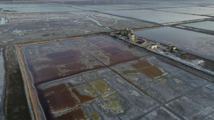 山西运城盐池航拍4K运城死海七彩盐湖旅游