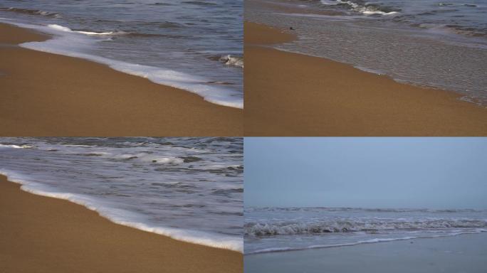 海浪冲刷沙子高速镜头