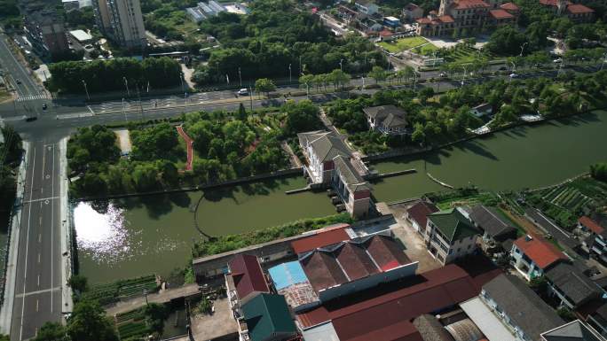 江河水闸航拍