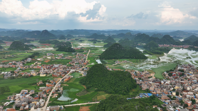 5K-丘北普者黑景区景区航拍，水边客栈