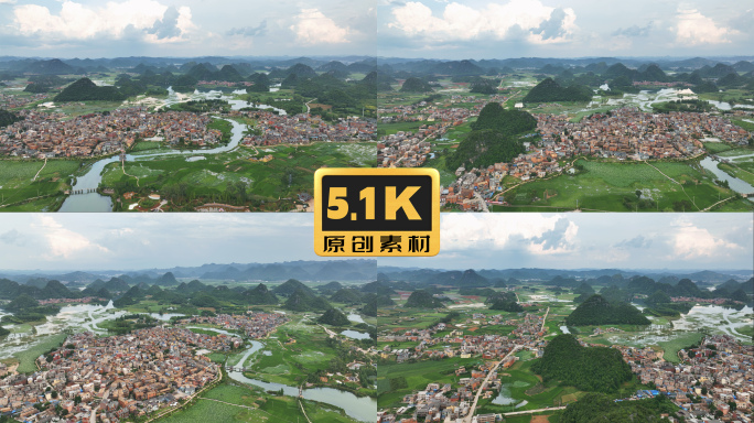 5K-丘北普者黑景区景区航拍，水边客栈