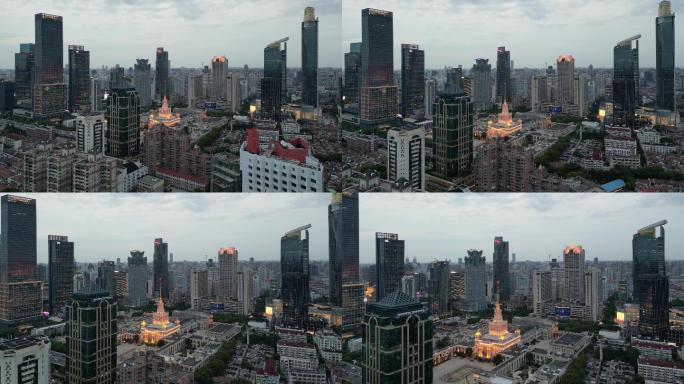 上海傍晚城景航拍视频