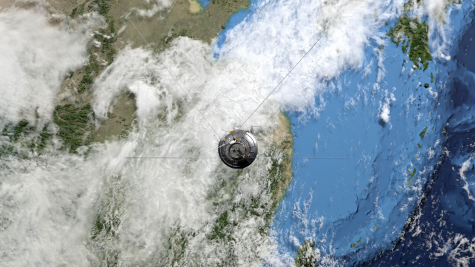 卫星地球俯冲定位穿越云层LOGO片头科技