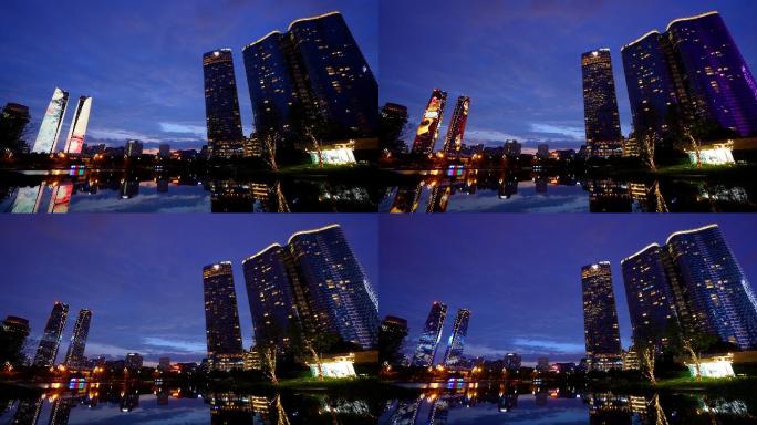 4K成都交子公园天府国际金融中心双子塔