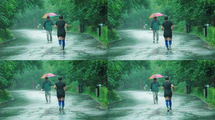 4k雨中跑步的人