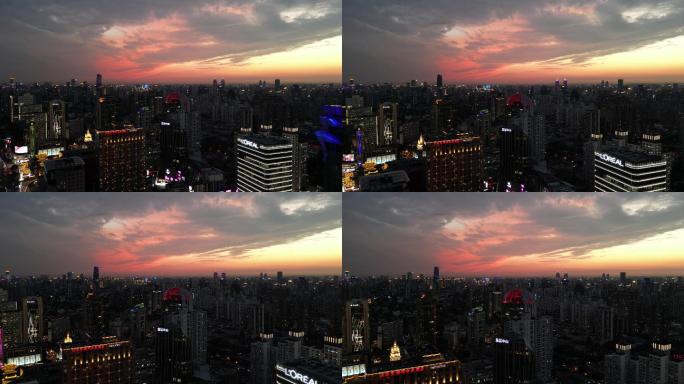 上海晚霞城景航拍视频