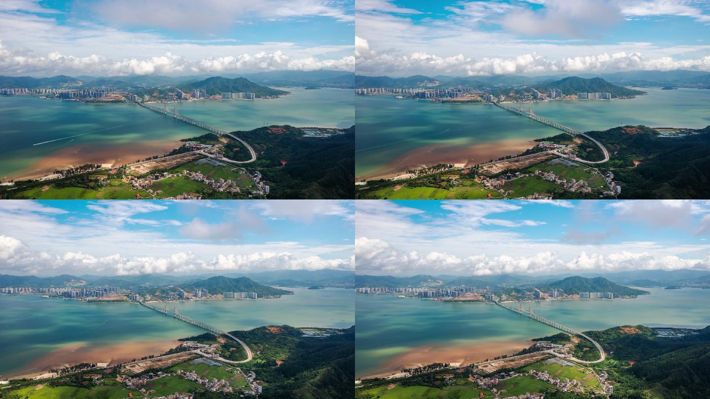 【4K超清】惠州延时航拍惠东海湾大桥蓝天