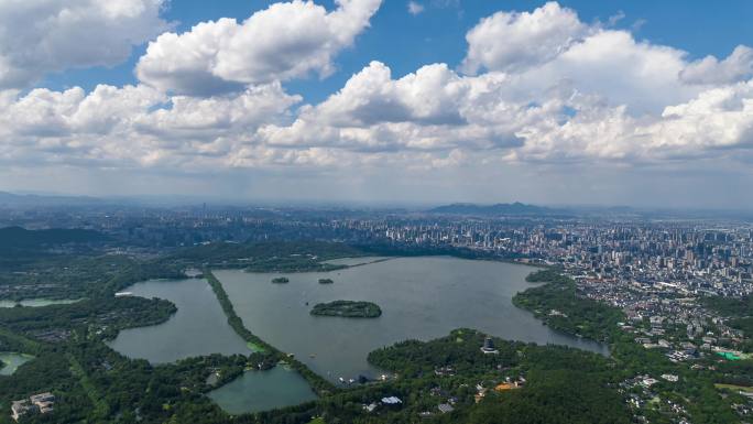 杭州西湖全景延时航拍