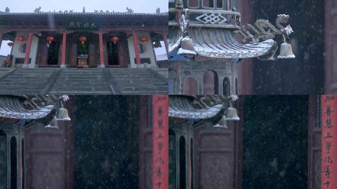 寺院雪景古建筑