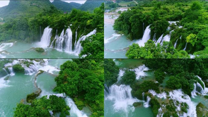 广西德天大瀑布风景区航拍