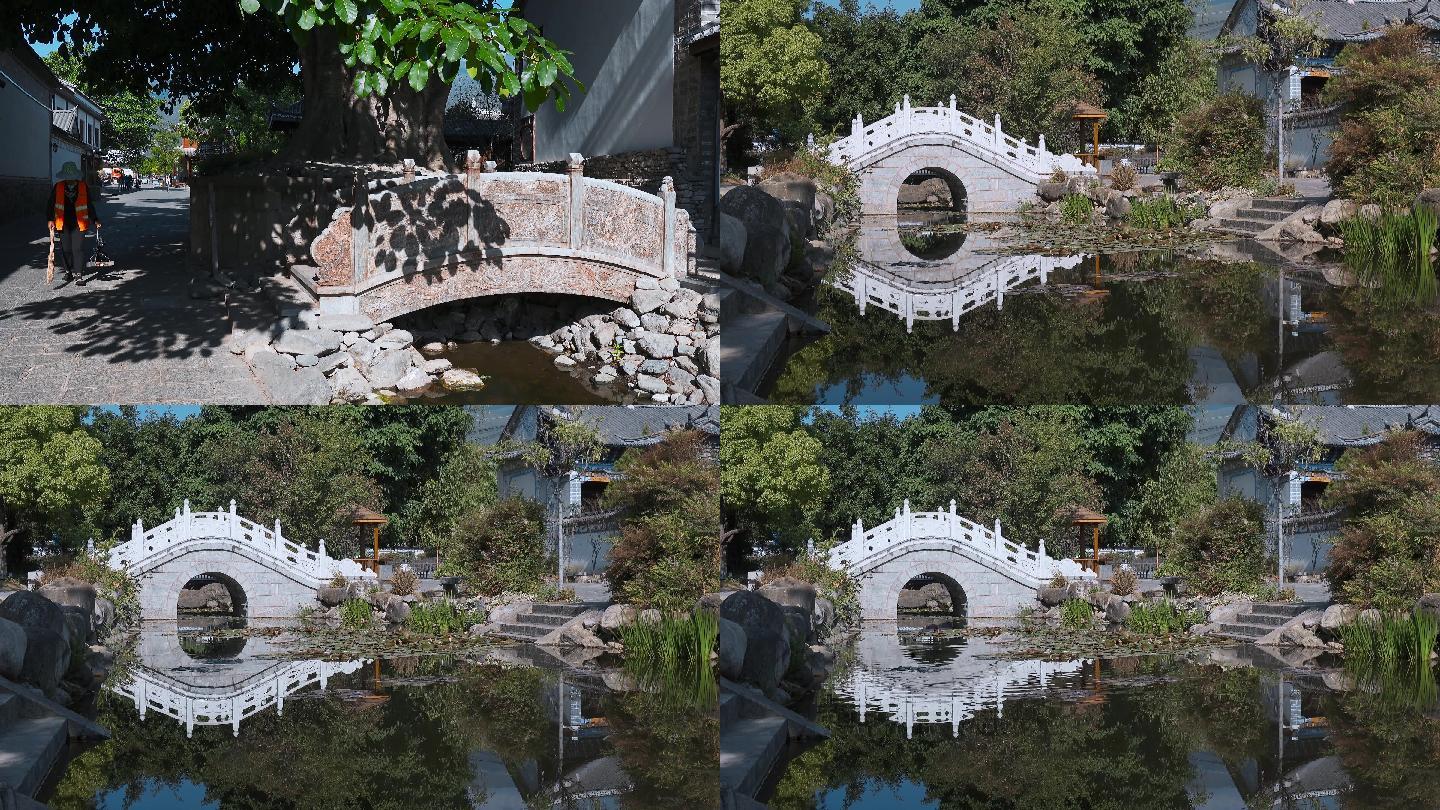 古建筑公园拱桥视频大理喜洲公园小石桥