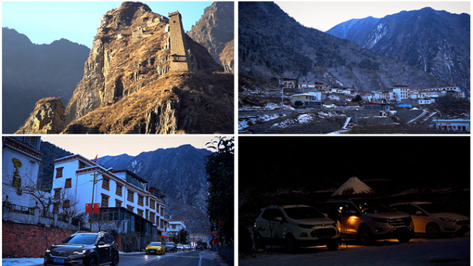 藏区小镇  特色旅游 雪景 街道