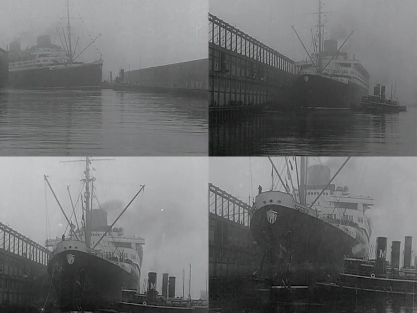1930年远洋客轮在纽约港口