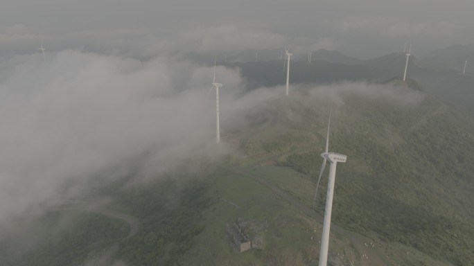 风车云海平雾流5K超高清航拍素材