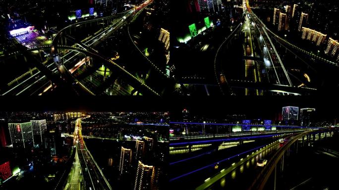 宁波东立交桥夜景航拍