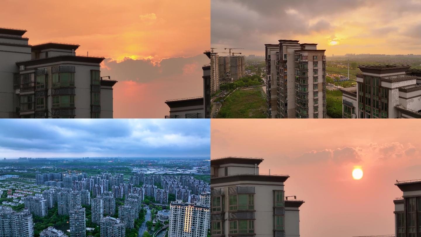 【4K60帧】上海某小区夕阳航拍