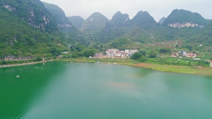 广西百色靖西渠洋湖田园风光航拍
