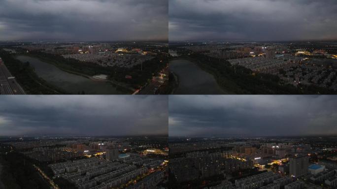 暴风雨来临前的城市夜景