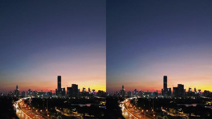 城市夜景-竖屏航拍