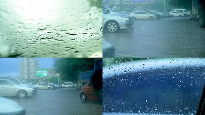 下雨 城市雨景街道下雨天