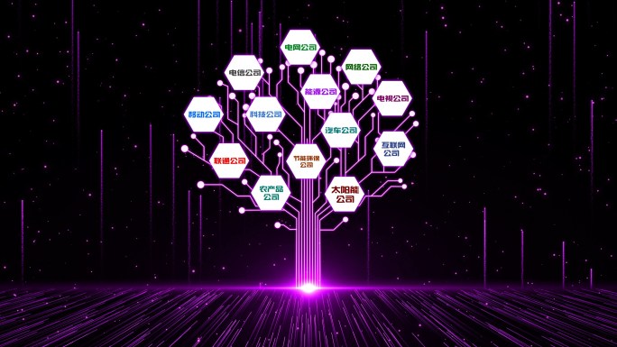4K紫色企业科技树生长开场视频AE模板2