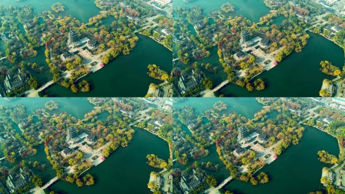 大明湖航拍素材